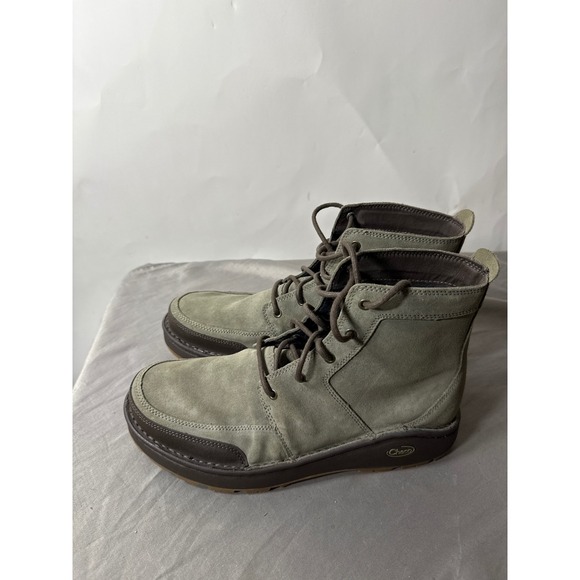 Chaco Waterproof Suede Lace Up Ankle Boots Men US 10.5 EU 43 Gray Vibram Sole - Picture 5 of 8
